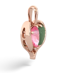 Lab Pink Sapphire Two Become One 14K Rose Gold pendant P5330