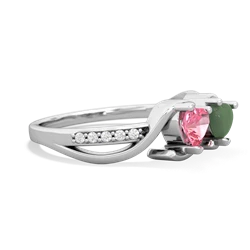 Lab Pink Sapphire Side By Side 14K White Gold ring R3090