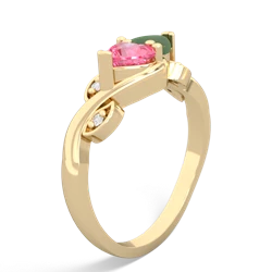 Lab Pink Sapphire Floral Elegance 14K Yellow Gold ring R5790