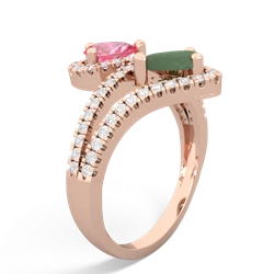 Lab Pink Sapphire Diamond Dazzler 14K Rose Gold ring R3000