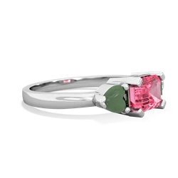 Lab Pink Sapphire Three Stone 14K White Gold ring R5235