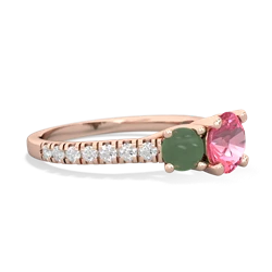 Lab Pink Sapphire Pave Trellis 14K Rose Gold ring R5500