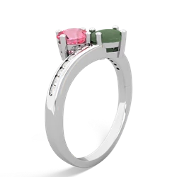 Lab Pink Sapphire Channel Set Two Stone 14K White Gold ring R5303