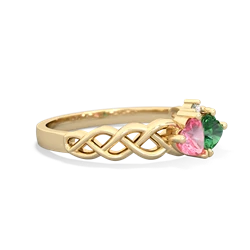 Lab Pink Sapphire Heart To Heart Braid 14K Yellow Gold ring R5870