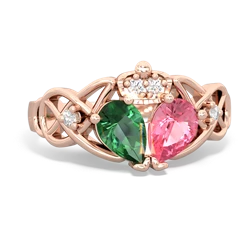 Lab Pink Sapphire 'One Heart' Celtic Knot Claddagh 14K Rose Gold ring R5322