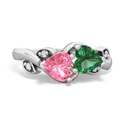 Lab Pink Sapphire Floral Elegance 14K White Gold ring R5790