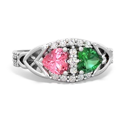 Lab Pink Sapphire Sparkling Celtic Knot 14K White Gold ring R2645