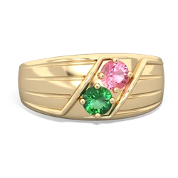 Lab Pink Sapphire Men's Streamline 14K Yellow Gold ring R0460