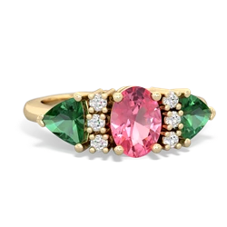 Lab Pink Sapphire Antique Style Three Stone 14K Yellow Gold ring R2186