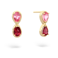 Lab Pink Sapphire Infinity 14K Yellow Gold earrings E5050