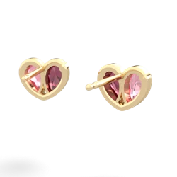 Lab Pink Sapphire 'Our Heart' 14K Yellow Gold earrings E5072