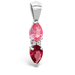 Lab Pink Sapphire Bowtie Drop 14K White Gold pendant P0865