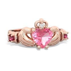 Lab Pink Sapphire Claddagh Keepsake 14K Rose Gold ring R5245