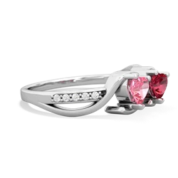 Lab Pink Sapphire Side By Side 14K White Gold ring R3090