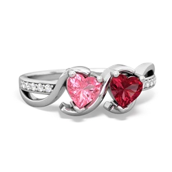 Lab Pink Sapphire Side By Side 14K White Gold ring R3090