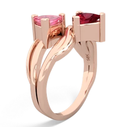 Lab Pink Sapphire Split Band Swirl 14K Rose Gold ring R2341