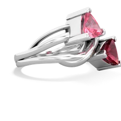 Lab Pink Sapphire Split Band Swirl 14K White Gold ring R2341