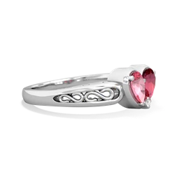 Lab Pink Sapphire Filligree 'One Heart' 14K White Gold ring R5070