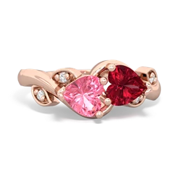 Lab Pink Sapphire Floral Elegance 14K Rose Gold ring R5790