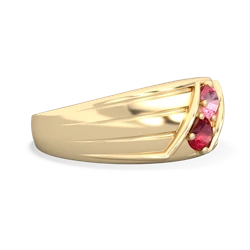 Lab Pink Sapphire Men's Streamline 14K Yellow Gold ring R0460