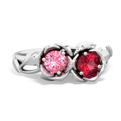 Lab Pink Sapphire Rose Garden 14K White Gold ring R5510