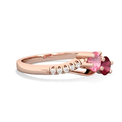 Lab Pink Sapphire Infinity Pave Two Stone 14K Rose Gold ring R5285