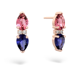 Lab Pink Sapphire Bowtie Drop 14K Rose Gold earrings E0865