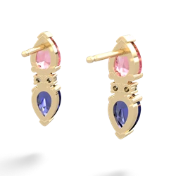 Lab Pink Sapphire Bowtie Drop 14K Yellow Gold earrings E0865