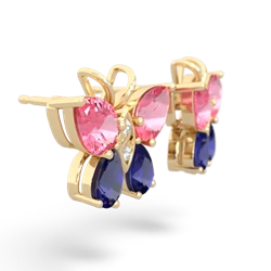 Lab Pink Sapphire Butterfly 14K Yellow Gold earrings E2215