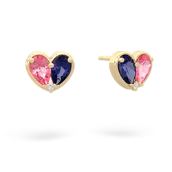 Lab Pink Sapphire 'Our Heart' 14K Yellow Gold earrings E5072