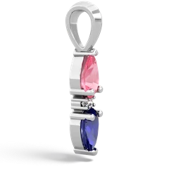 Lab Pink Sapphire Bowtie Drop 14K White Gold pendant P0865