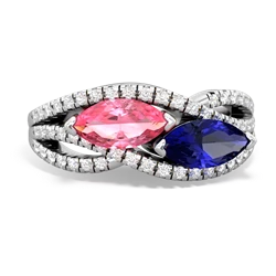 Lab Pink Sapphire Diamond Rivers 14K White Gold ring R3070