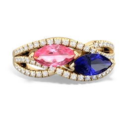 Lab Pink Sapphire Diamond Rivers 14K Yellow Gold ring R3070