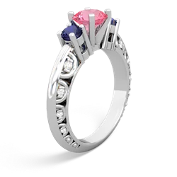 Lab Pink Sapphire Art Deco Eternal Embrace Engagement 14K White Gold ring C2003