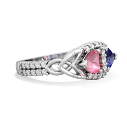 Lab Pink Sapphire Sparkling Celtic Knot 14K White Gold ring R2645