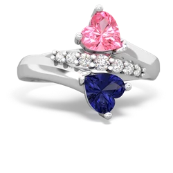 Lab Pink Sapphire Heart To Heart 14K White Gold ring R2064