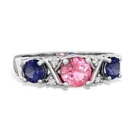 Lab Pink Sapphire Hugs And Kisses 14K White Gold ring R5016