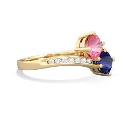 Lab Pink Sapphire Channel Set Two Stone 14K Yellow Gold ring R5303