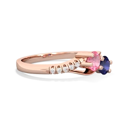 Lab Pink Sapphire Infinity Pave Two Stone 14K Rose Gold ring R5285