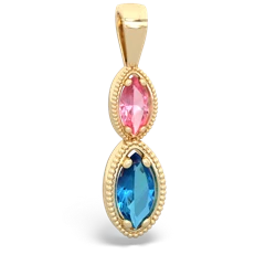 Lab Pink Sapphire Antique-Style Halo 14K Yellow Gold pendant P5700