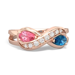 Lab Pink Sapphire Diamond Infinity 14K Rose Gold ring R5390