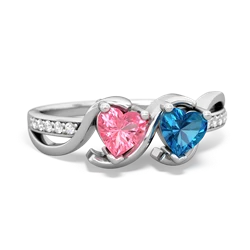 Lab Pink Sapphire Side By Side 14K White Gold ring R3090