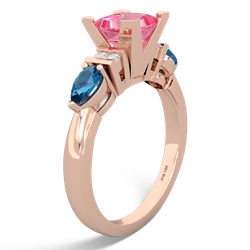 Lab Pink Sapphire 6Mm Princess Eternal Embrace Engagement 14K Rose Gold ring C2002