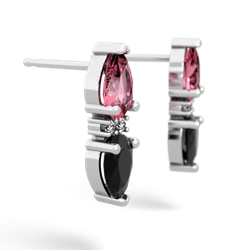 Lab Pink Sapphire Bowtie Drop 14K White Gold earrings E0865