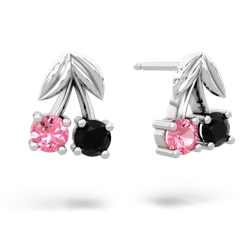 Lab Pink Sapphire Sweet Cherries 14K White Gold earrings E7001