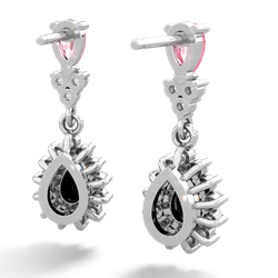 Lab Pink Sapphire Halo Pear Dangle 14K White Gold earrings E1882