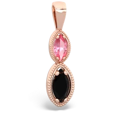 Lab Pink Sapphire Antique-Style Halo 14K Rose Gold pendant P5700