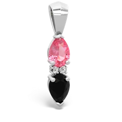 Lab Pink Sapphire Bowtie Drop 14K White Gold pendant P0865