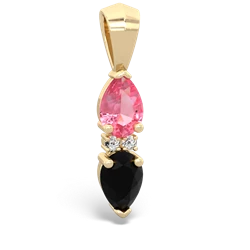 Lab Pink Sapphire Bowtie Drop 14K Yellow Gold pendant P0865