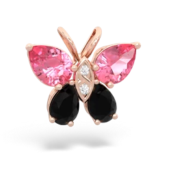 Lab Pink Sapphire Butterfly 14K Rose Gold pendant P2215